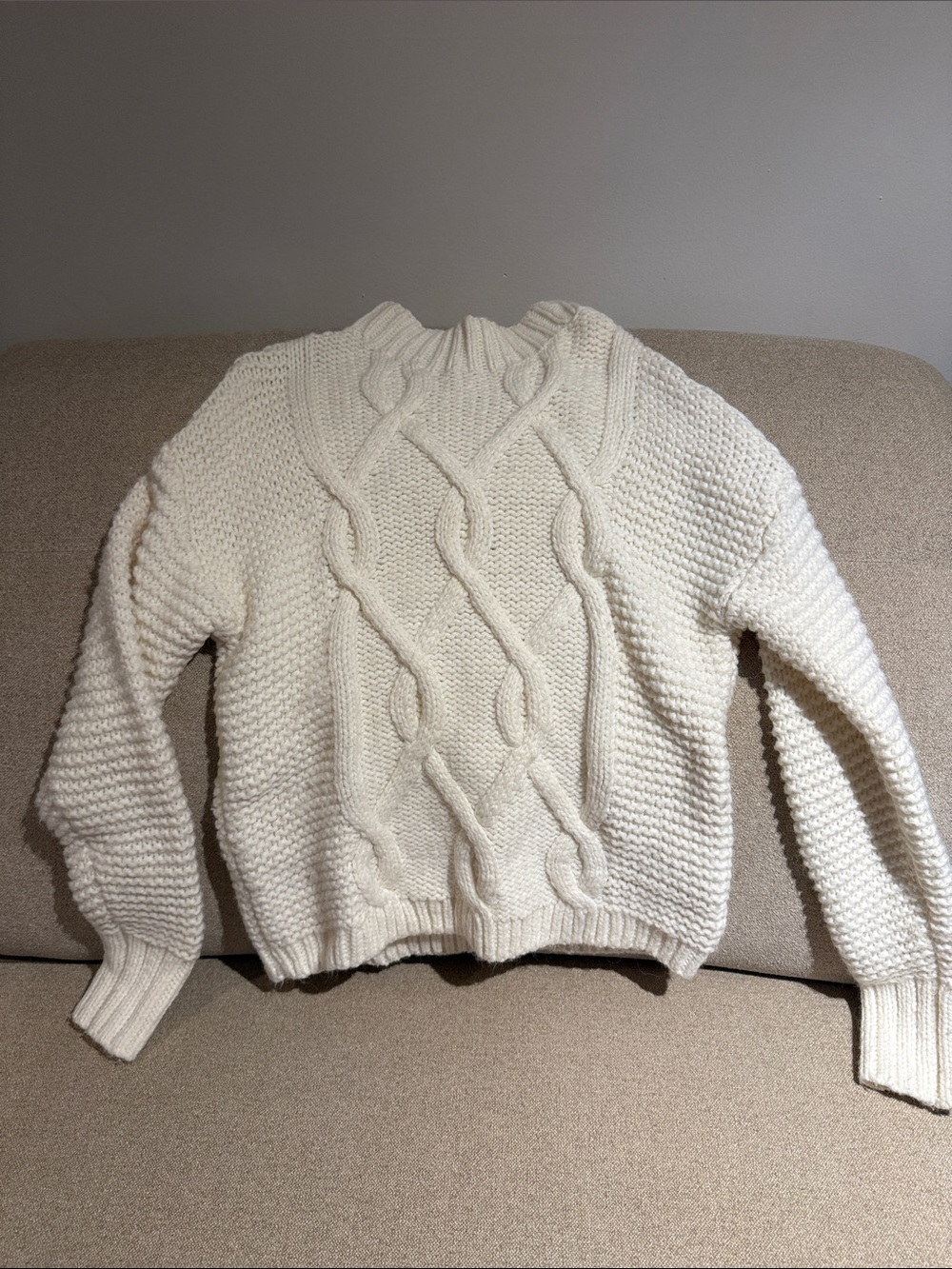 GAP Cream Cable Knit Turtleneck Sweater